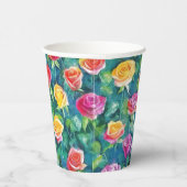 Gobelets En Papier Rosebushes blooming watercolor pattern (Droite)