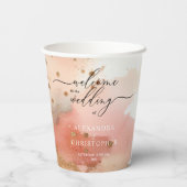 Gobelets En Papier RoseGold Mariage d'aquarelle Earthtone Glitz (Verso)