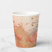 Gobelets En Papier RoseGold Mariage d'aquarelle Earthtone Glitz (Gauche)