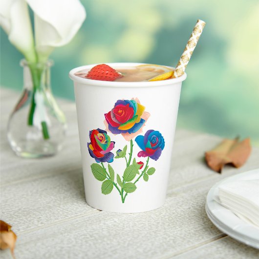 Gobelets En Papier Roses arc-en-ciel
