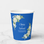 Gobelets En Papier Roses bleues et blanches de cobalt 8oz (Verso)