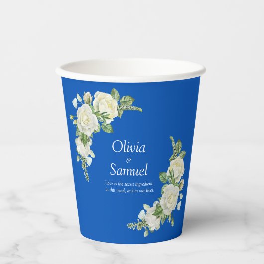 Gobelets En Papier Roses bleues et blanches de cobalt 8oz (Recto)