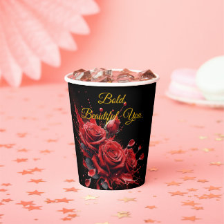 Gobelets En Papier Roses en fleur - Anniversaire élégant