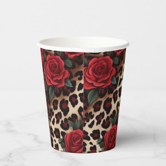Gobelets En Papier Roses et Empreintes de léopard (Droite)
