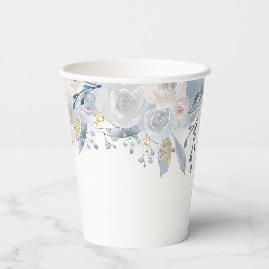 Gobelets En Papier roses mariage bleu pâle (Verso)