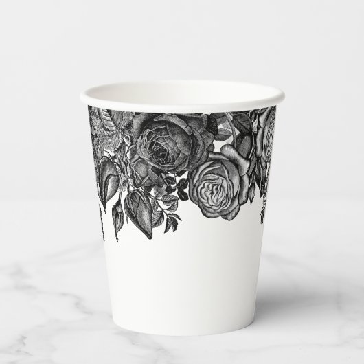 Gobelets En Papier Roses noires et blanches Mariage gothique (Verso)