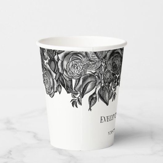 Gobelets En Papier Roses noires et blanches Mariage gothique (Droite)