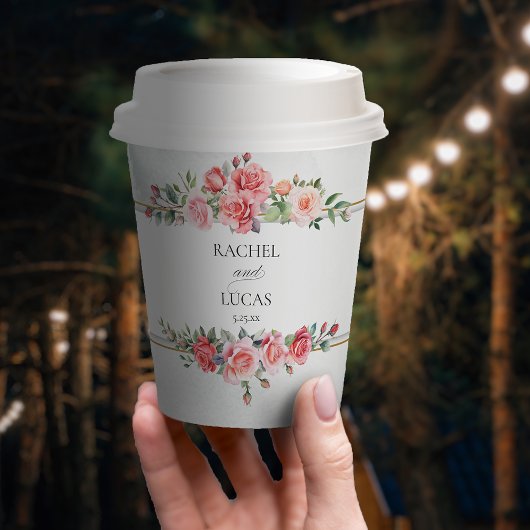 Gobelets En Papier Roses roses roses roses romantiques