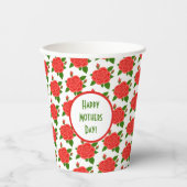 Gobelets En Papier Roses rouges avec bourgeons (Recto)