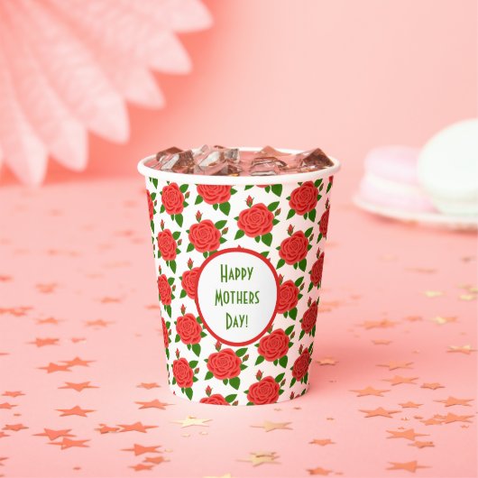 Gobelets En Papier Roses rouges avec boutons (Insitu)