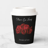Gobelets En Papier Roses rouges Mariage noir blanc (Verso)
