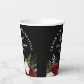 Gobelets En Papier Roses rouges sur Noir 50e anniversaire Merci (Gauche)