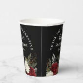 Gobelets En Papier Roses rouges sur Noir 50e anniversaire Merci (Droite)