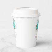 Gobelets En Papier Roses turquoise avec touches (Gauche)