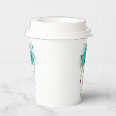 Gobelets En Papier Roses turquoise avec touches (Droite)