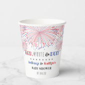 Gobelets En Papier Rouge, Blanc & Due ! baby shower 4 juillet (Recto)