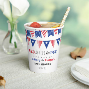 Gobelets En Papier Rouge, Blanc & Due ! baby shower 4 juillet