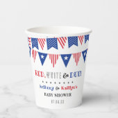 Gobelets En Papier Rouge, Blanc & Due ! baby shower 4 juillet (Recto)
