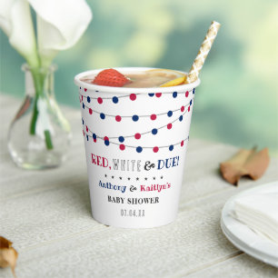 Gobelets En Papier Rouge, Blanc & Due ! baby shower 4 juillet
