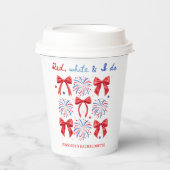 Gobelets En Papier Rouge Blanc et moi faisons la fête du 4 juillet en (Recto)