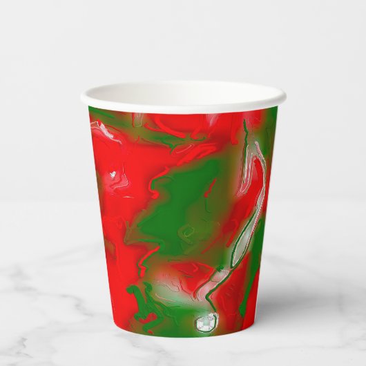 Gobelets En Papier Rouge, blanc et vert Abstrait (Verso)