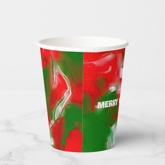 Gobelets En Papier Rouge, blanc et vert Abstrait (Droite)