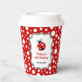 Gobelets En Papier Rouge Blanc Points Ladybug Cadre Enfants Anniversa (Verso)