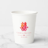 Gobelets En Papier Rouge double bonheur floral mariage chinois papier (Verso)