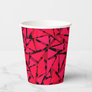 Gobelets En Papier rouge écarlate motif, géométrique, abstrait th