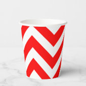 Gobelets En Papier Rouge et blanc Grandes Dimensions Chevron (Verso)