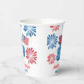 Gobelets En Papier Rouge et bleu 4 juillet feux d'artifice Retro BBQ (Gauche)