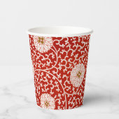 Gobelets En Papier Rouge Floral Vibrant Ornate Classé Motif (Verso)