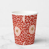 Gobelets En Papier Rouge Floral Vibrant Ornate Classé Motif (Droite)