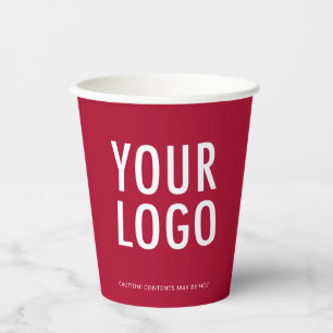 Gobelets en papier rouge foncé avec logo d'entrepr
