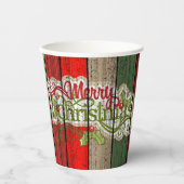 Gobelets En Papier Rouge foncé Vert Patiné Planes Motif (Recto)