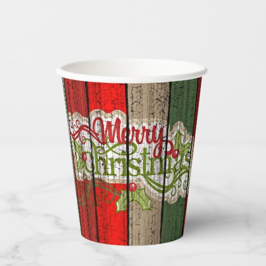 Gobelets En Papier Rouge foncé Vert Patiné Planes Motif (Recto)