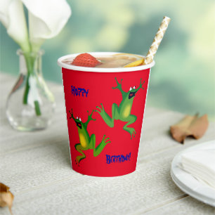 Gobelets En Papier Rouge Froggy Anniversaire Coupes de papier
