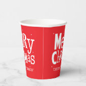 Gobelets En Papier Rouge Joyeux Noël moderne Nom personnalisé (Droite)