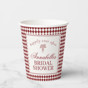 Gobelets En Papier Rouge Mariage Harlequin à Carreaux Shower de Marié