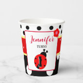 Gobelets En Papier Rouge mignon et noir Ladybug (Verso)