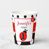 Gobelets En Papier Rouge mignon et noir Ladybug (Recto)