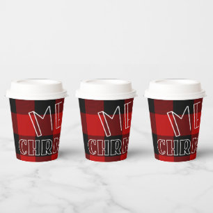 Gobelets En Papier Rouge Noir Buffalo Carreaux Vichy Joyeux Noël