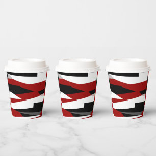 Gobelets En Papier Rouge noir et blanc abstrait