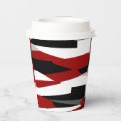 Gobelets En Papier Rouge noir et blanc abstrait (Verso)