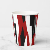 Gobelets En Papier Rouge noir et blanc abstrait (Verso)