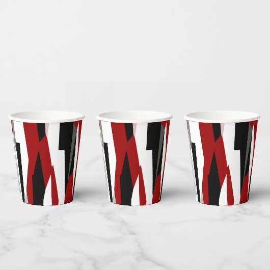 Gobelets En Papier Rouge noir et blanc abstrait (Multi)