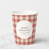 Gobelets En Papier Rouge rustique En vichy moderne Noël (Verso)
