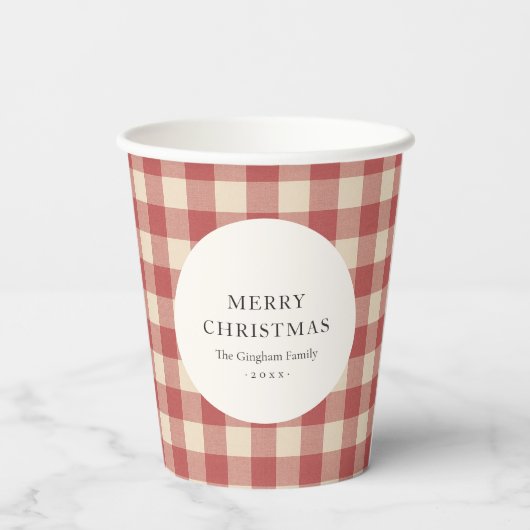 Gobelets En Papier Rouge rustique En vichy moderne Noël (Verso)