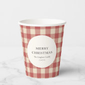 Gobelets En Papier Rouge rustique En vichy moderne Noël (Recto)