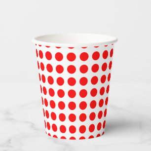 Gobelets En Papier Rouge sur blanc Pois horizontaux de taille moyenne